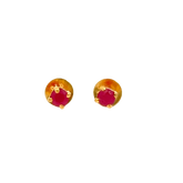 22k Yellow Gold Ruby Stud Earrings with Ruby with gold weight of 0.847g